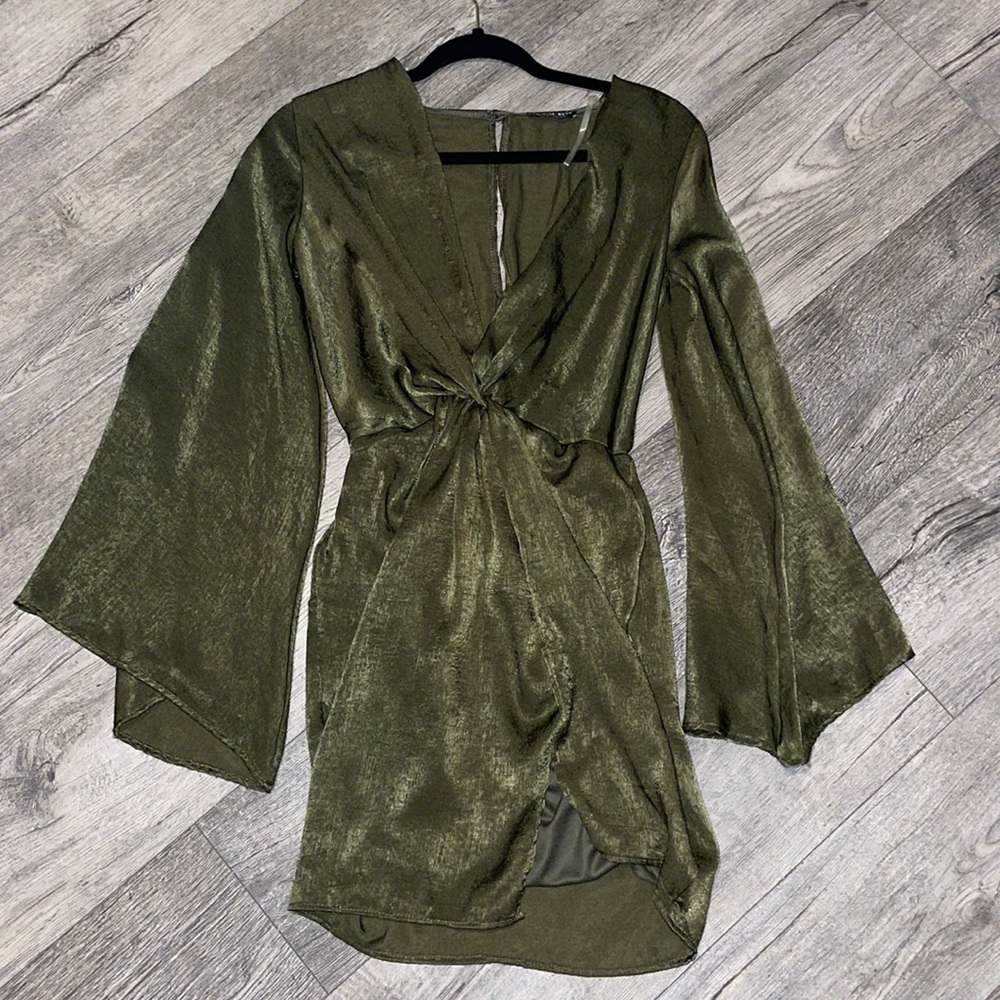 Fashion nova silk dress with slit and low cut